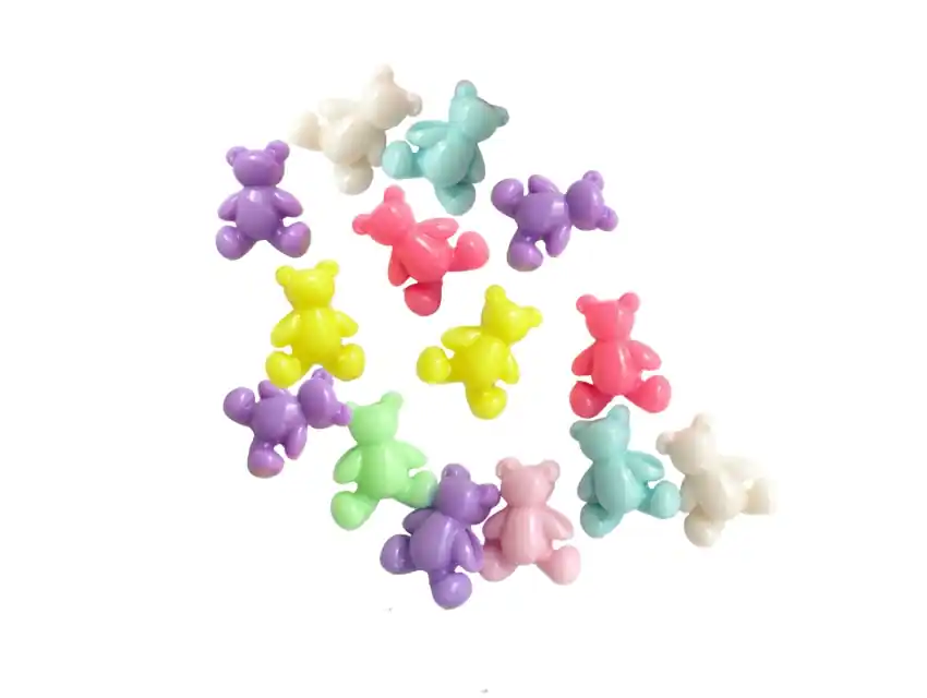 CUENTAS DE PLASTICO OSITOS 10MM X 10MM X 125GRS