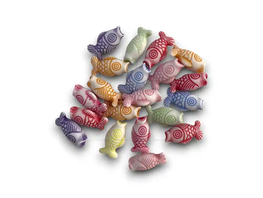 CUENTAS DE PLASTICO PECECITOS KOI 18MM X 8MM X 125GRS