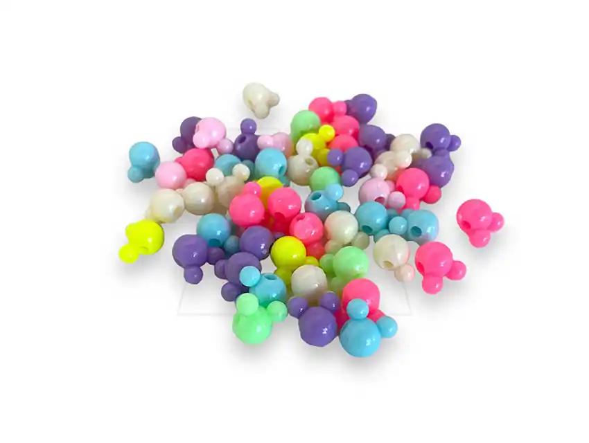 CUENTAS DE PLASTICO MICKEY 10MM X 10MM X 125GRS