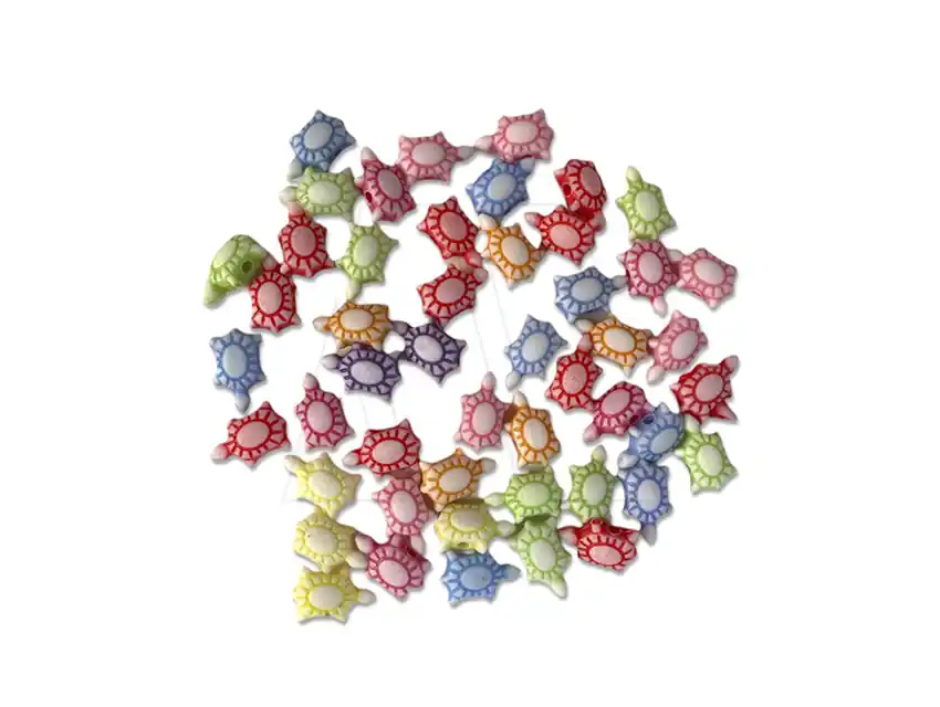 CUENTAS DE PLASTICO TORTUGUITAS 12MM X 5MM X 125GRS