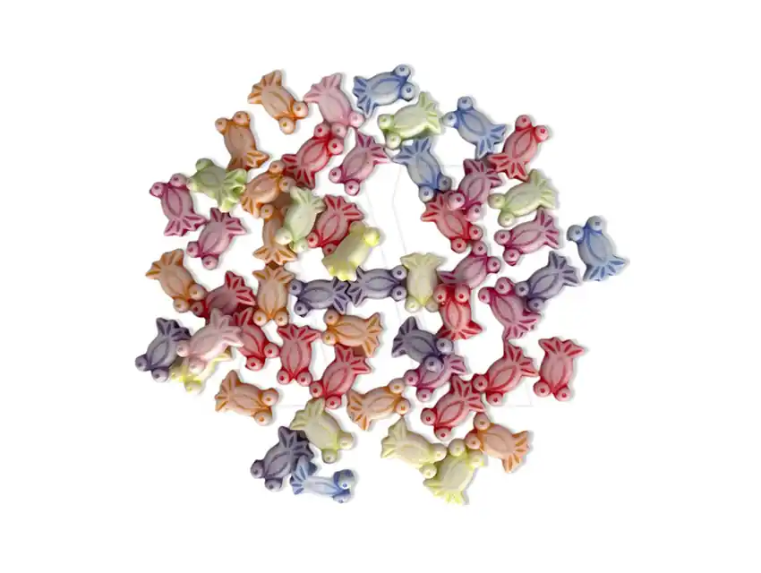 CUENTAS DE PLASTICO PULPOS 10MM X 5MM X 125GRS