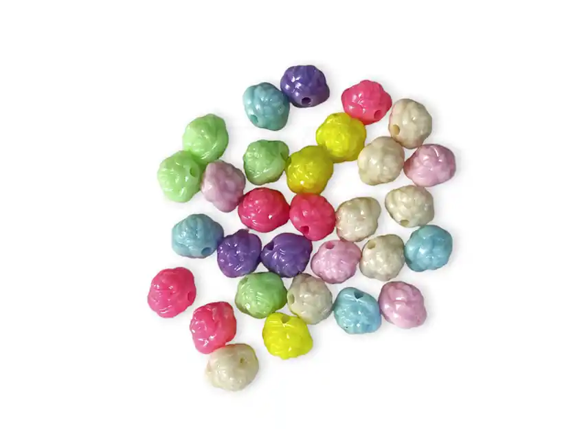 CUENTAS DE PLASTICO ROSAS 10MM X 125GR