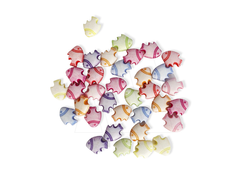 CUENTAS DE PLASTICO PECECITOS 12MM X 9MM X 125GR 