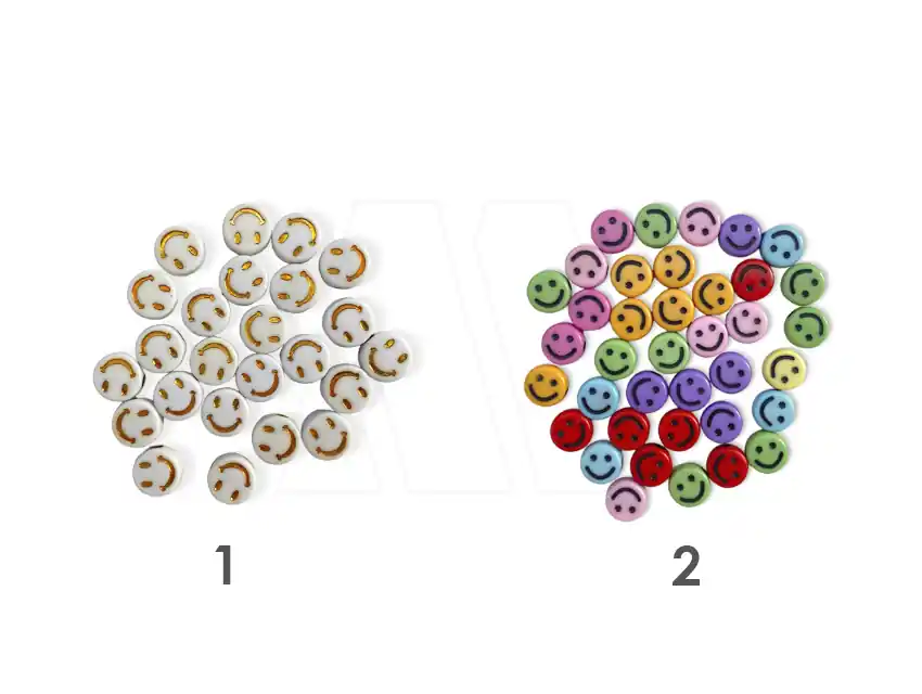 CUENTAS DE PLASTICO CARITAS FELICES REDONDAS 7MM X 125GR 