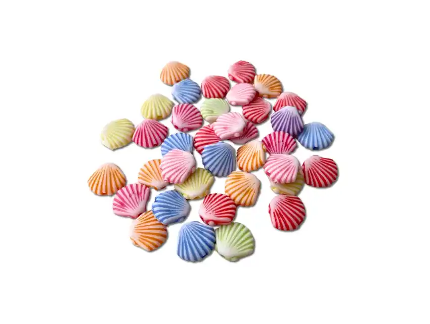  CUENTAS DE PLASTICO ALMEJAS 10MM X 10MM X 125GRS 