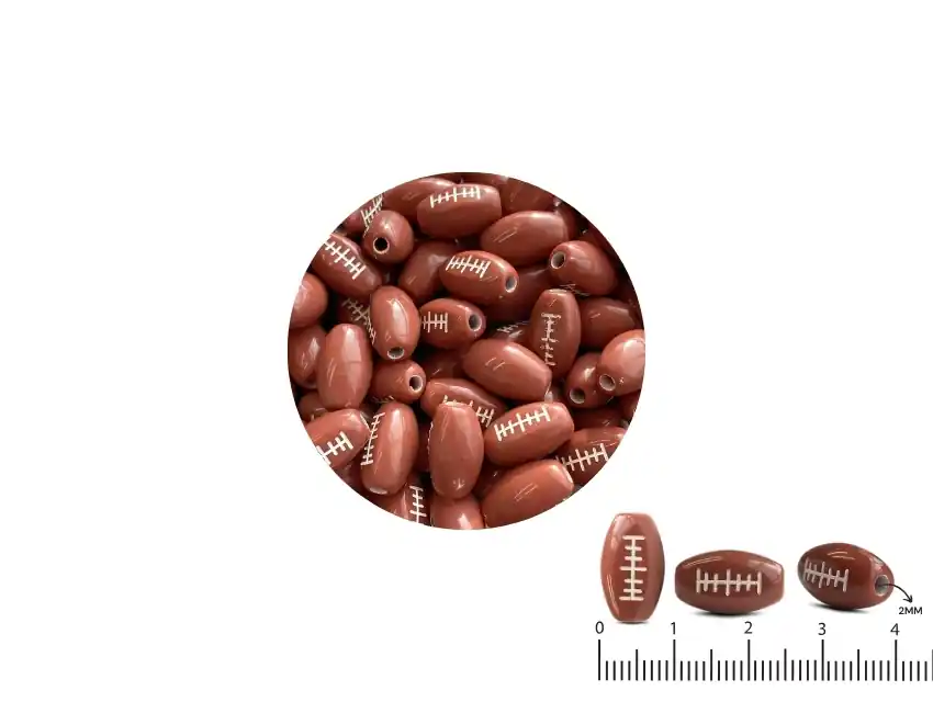 CUENTAS DE PLASTICO PELOTA DE RUGBY 8MM X 15MM X 125GRS