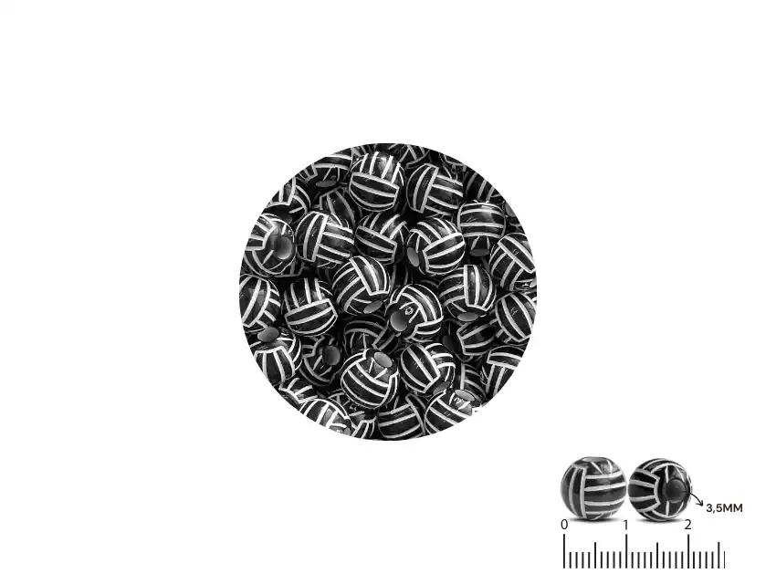 CUENTAS DE PLASTICO PELOTA DE VOLEY 10MM X 125GRS 