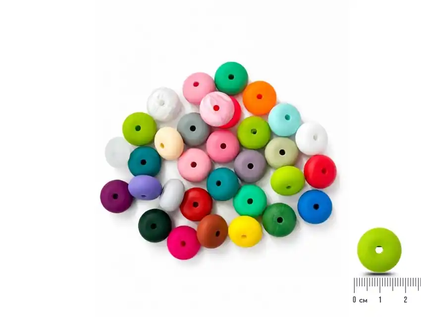 CUENTAS DE SILICONA CIRCULOS 14MM X 100UN