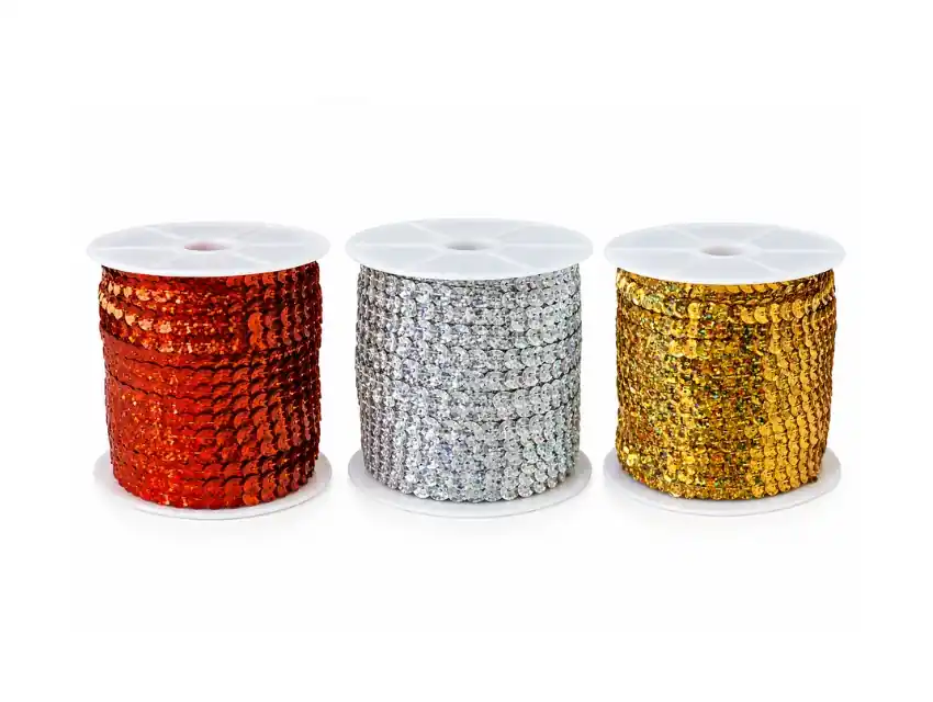 HILO DE LENTEJUELAS METALIZADAS LASER CUBE 6MM X 73MTS