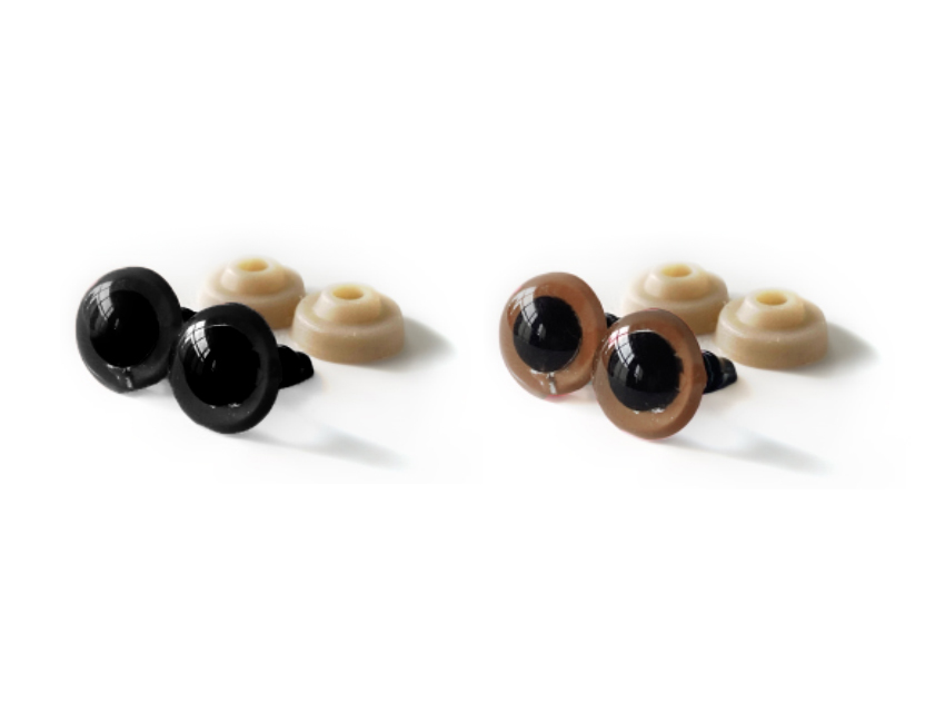  OJOS PLASTICOS CON TARUGO Y SEGURIDAD 16MM X 200UN (100 PARES) APROX
