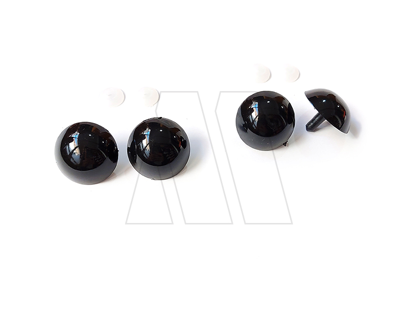  OJOS PLASTICOS NEGROS CON TARUGO Y SEGURIDAD 30MM X 50UN (25 PARES) APROX