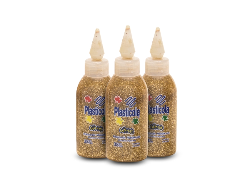 PLASTICOLA C/BRILLO DORADO 38GRS X 12UN