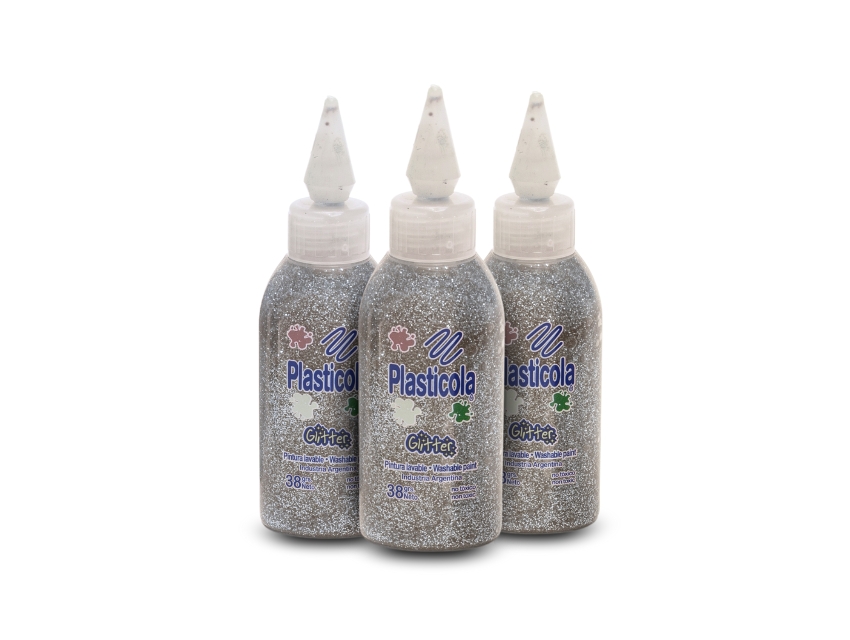 PLASTICOLA C/BRILLO PLATEADO 38GRS X 12UN