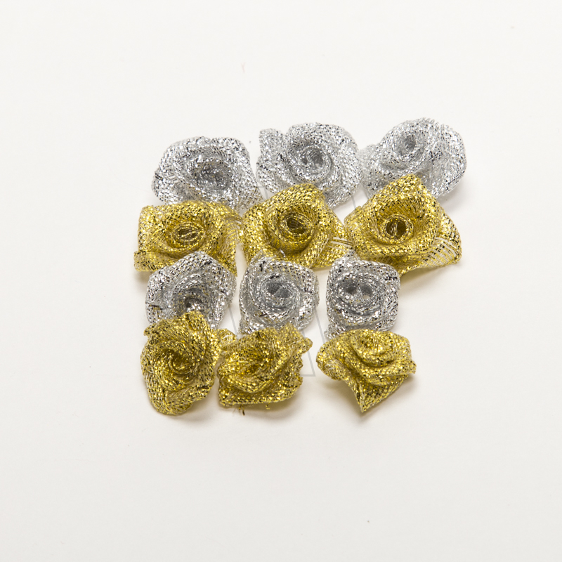 FLOR ROCOCO DORADO/PLATEADO 2CM X 12UN