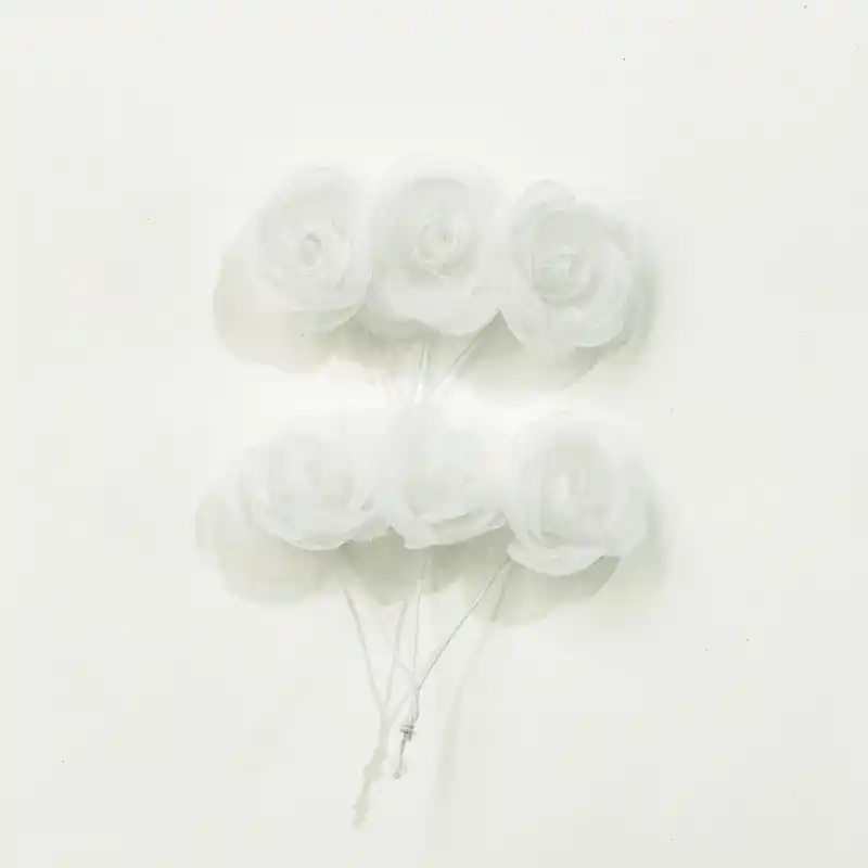 FLOR ROSITA DE ORGANZA BLANCA X 12UN