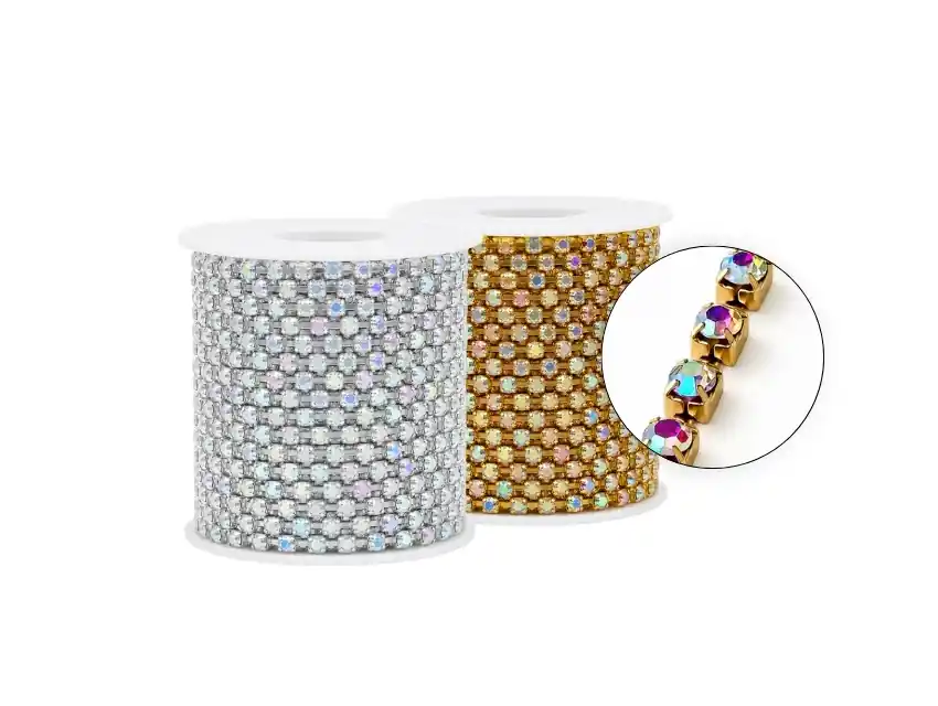 STRASS CADENA AURORA BOREAL NRO 6 2MM X 9,14MTS