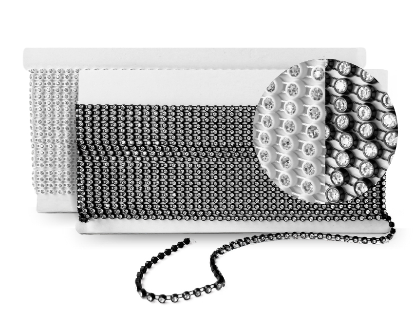 GALON PLASTICO CON STRASS 3MM X 10YDS