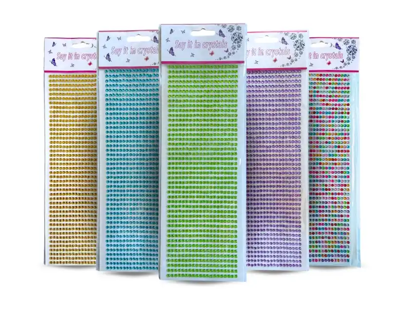 STICKERS ACRILICOS AUTOADHESIVOS STRASS 3MM X PLANCHA