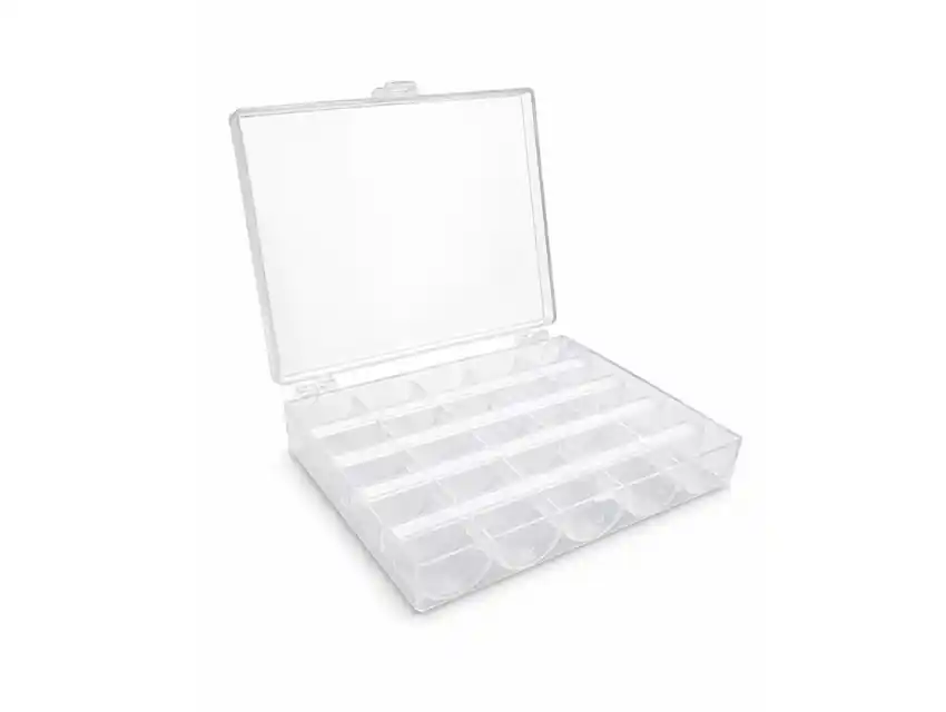 ESTUCHE PLASTICO P/ BOBINAS CON 25 DIVISIONES 9CM X 12CM