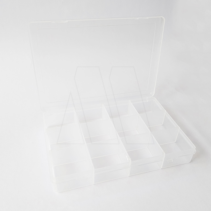 ESTUCHE PLASTICO CON 12 DIVISIONES P/MANUALIDADES 16CM X 11CM