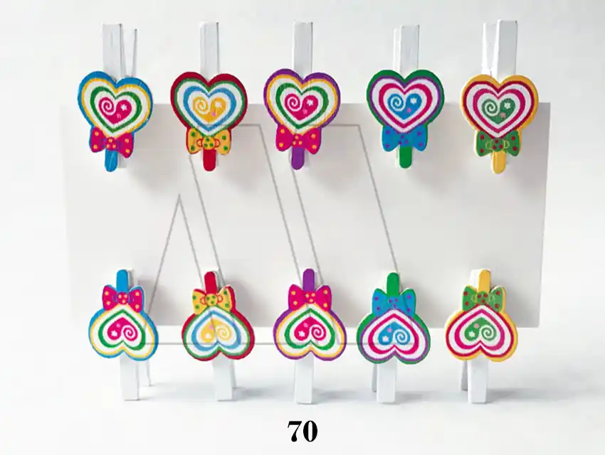 BROCHE DE MADERA CBX C/APLIQUE CORAZON 30MM X 10 UN