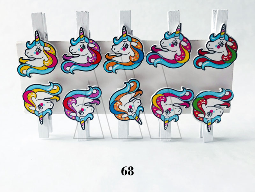 BROCHE DE MADERA CBX C/APLIQUE UNICORNIO 35MM X 10 UN