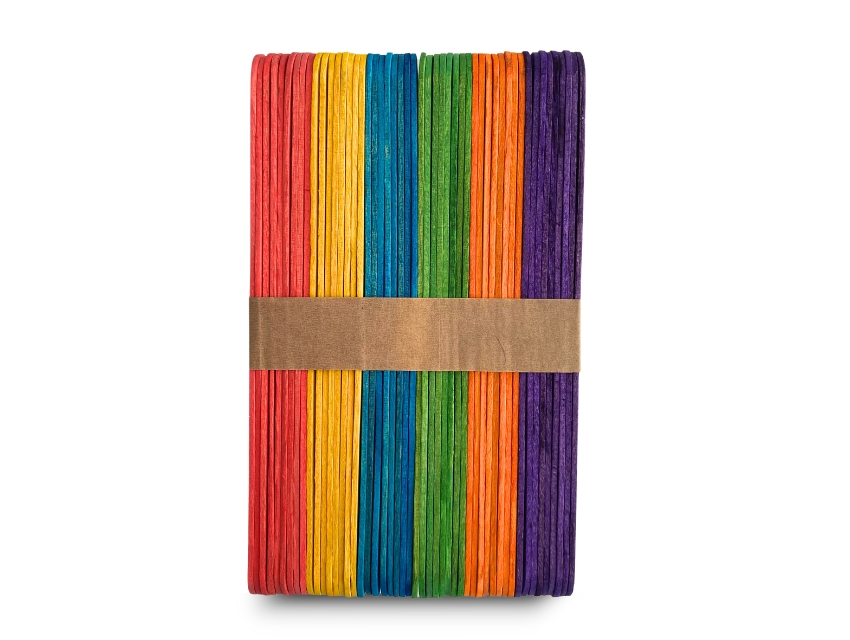 PALITO DE HELADO DE MADERA GRANDE DE COLORES X 50UN