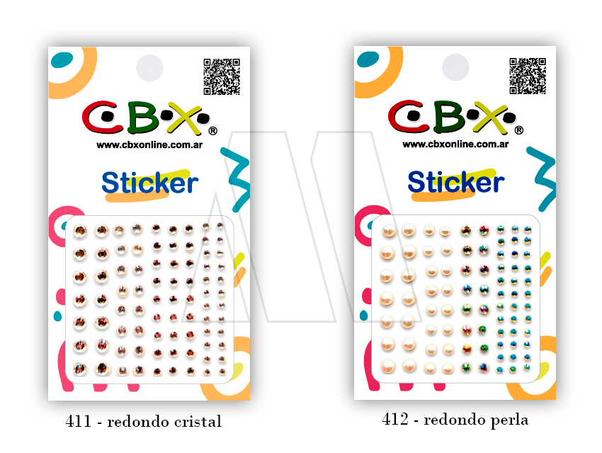 STICKERS ACRILICOS AUTOADHESIVOS REDONDOS CBX X PLANCHA