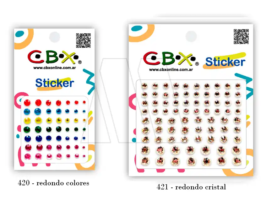 STICKERS ACRILICOS AUTOADHESIVOS CRISTAL CBX X PLANCHA