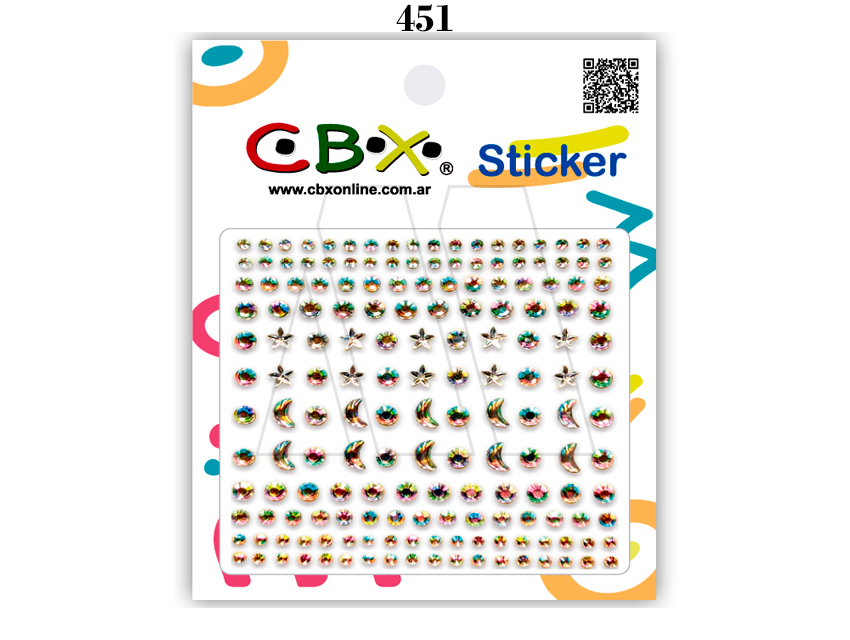 STICKERS ACRILICOS AUTOADHESIVOS SURTIDO CBX X PLANCHA