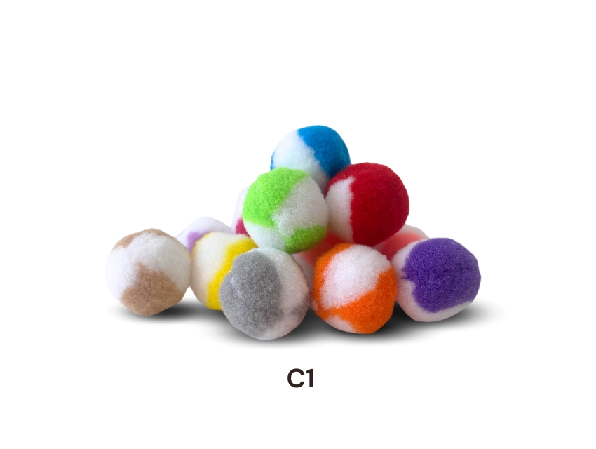 POMPONES SURTIDOS BICOLOR 15MM X 50UN 