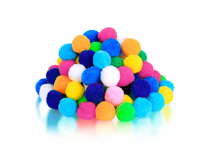 POMPONES COLORES SURTIDOS 25MM X 500UN