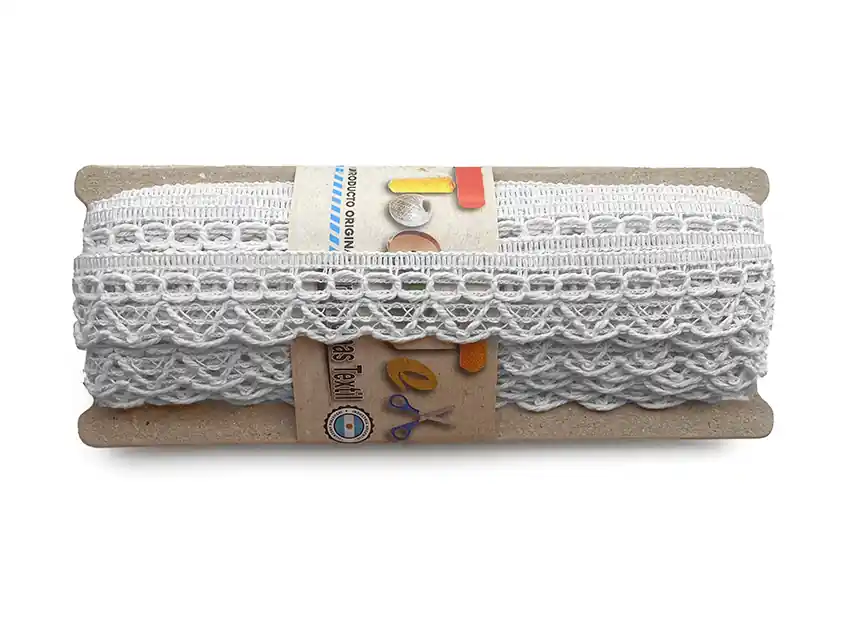 PUNTILLA ALGODON DOBLE OJITO BLANCO 2,5 CM X 10 MTS