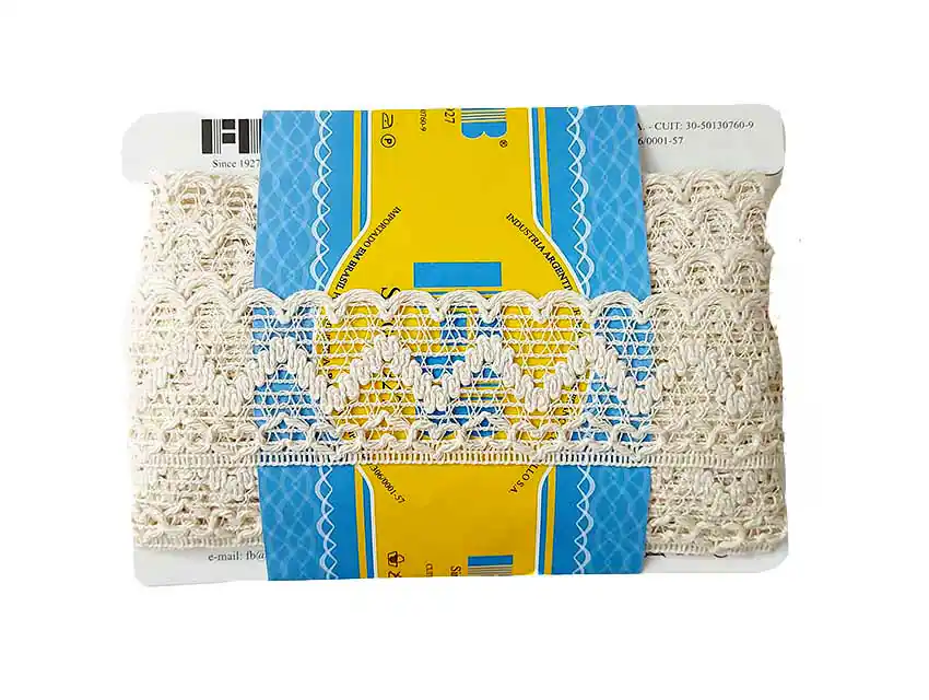 PUNTILLA CORAZON DE ALGODON NATURAL 4 CM X 10 MTS