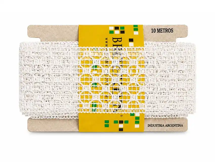 ENTREDOS ALGODON BROOKLYN BLANCO CRUZ 8 CM X 10 MTS