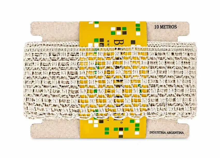 PUNTILLA ALGODON BROOKLYN NATURAL CRUZ 8 CM X 10 MTS