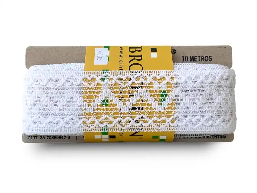 ENTREDOS ALGODON CORAZON BLANCO 5 CM X 10 MTS