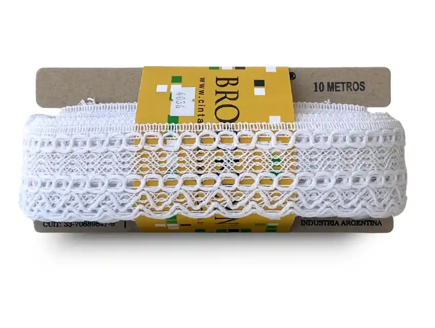 PUNTILLA ALGODON BROOKLYN OJITOS BLANCO 5 CM X 10 MTS