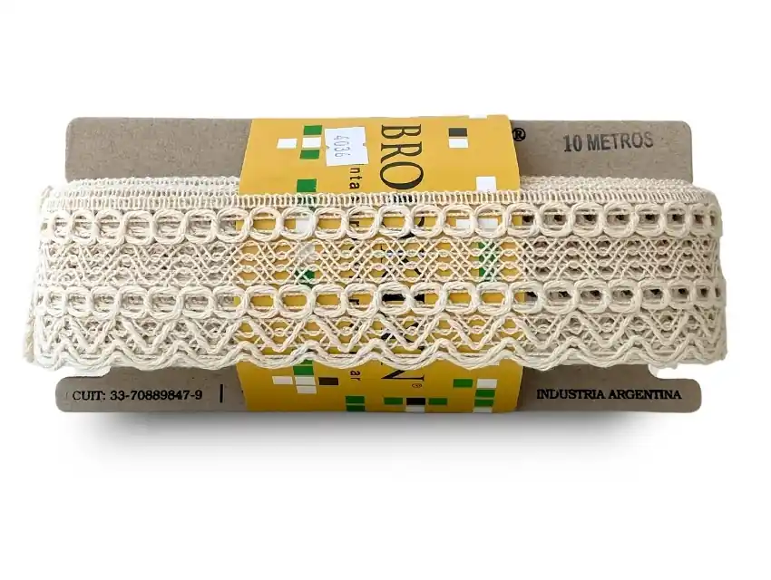 PUNTILLA ALGODON BROOKLYN OJITOS NATURAL 5 CM X 10 MTS