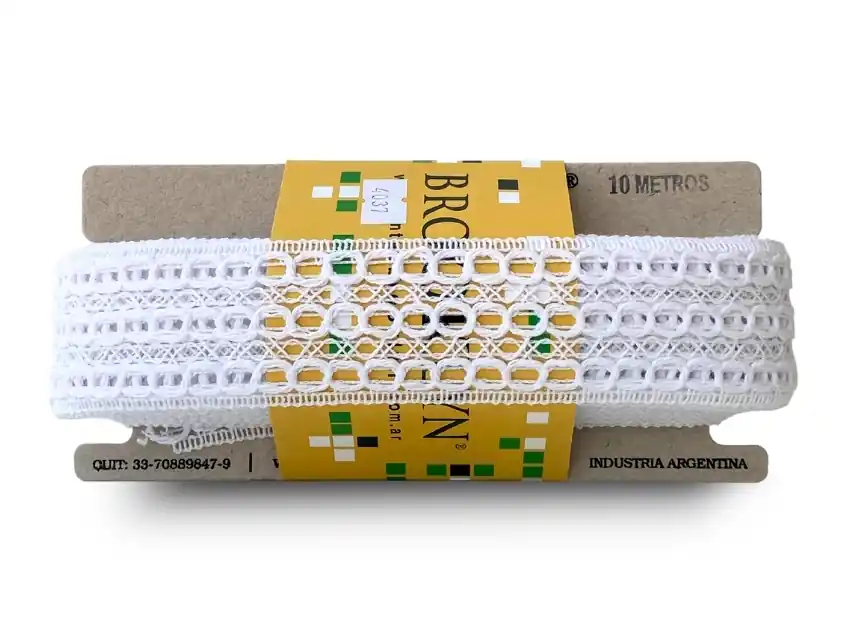 ENTREDOS ALGODON OJITOS BLANCO 5 CM X 10 MTS