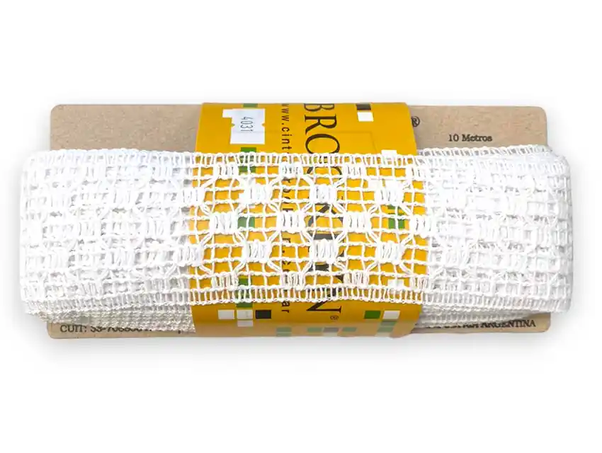 ENTREDOS ALGODON BROOKLYN BLANCO CRUZ 5 CM X 10 MTS