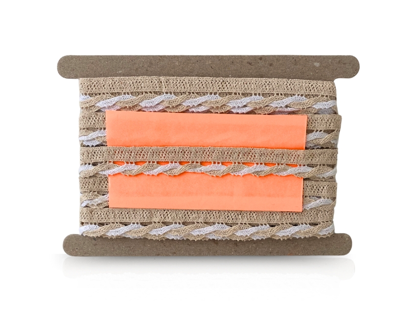 PUNTILLA ALGODON NATURAL CON BLANCO BOLILLO 2CM X 10YDS 