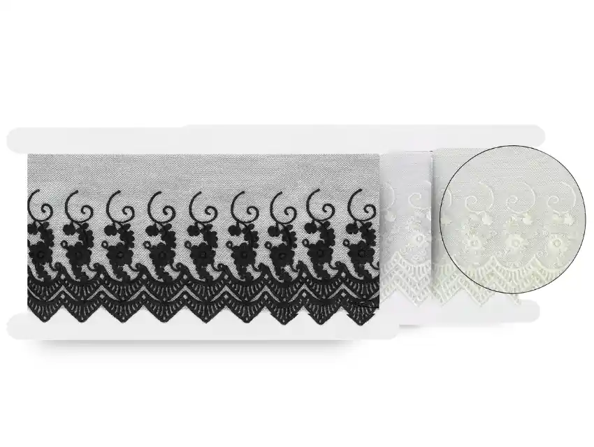 TUL BORDADO FLOR 9CM X 13,7 MTS