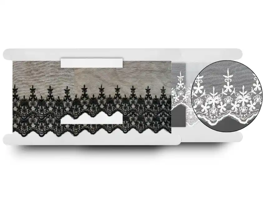 TUL BORDADO FLORAL 10,5CM X 10YDS