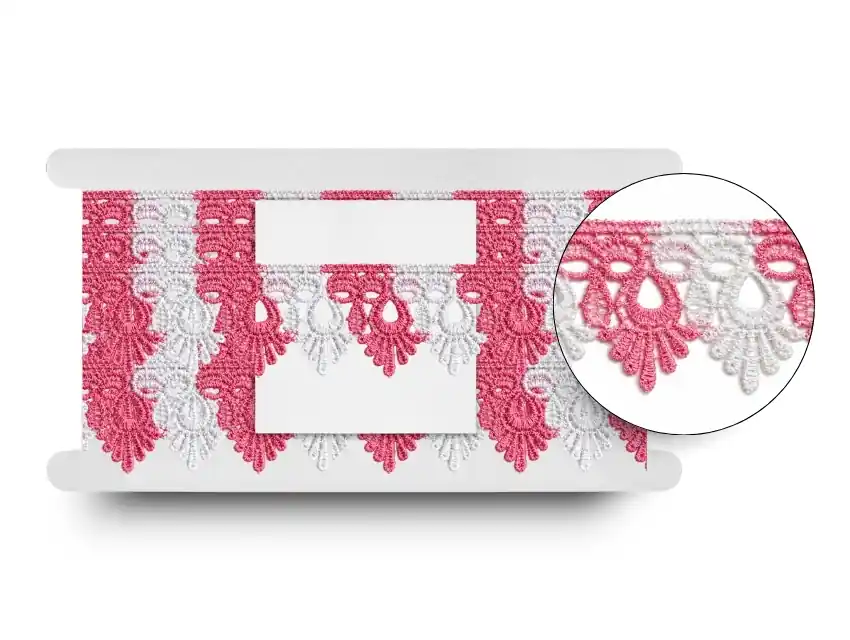 GUIPURE FLORENCIA ROSA Y BLANCO 4,5 CM X 13,7 MTS