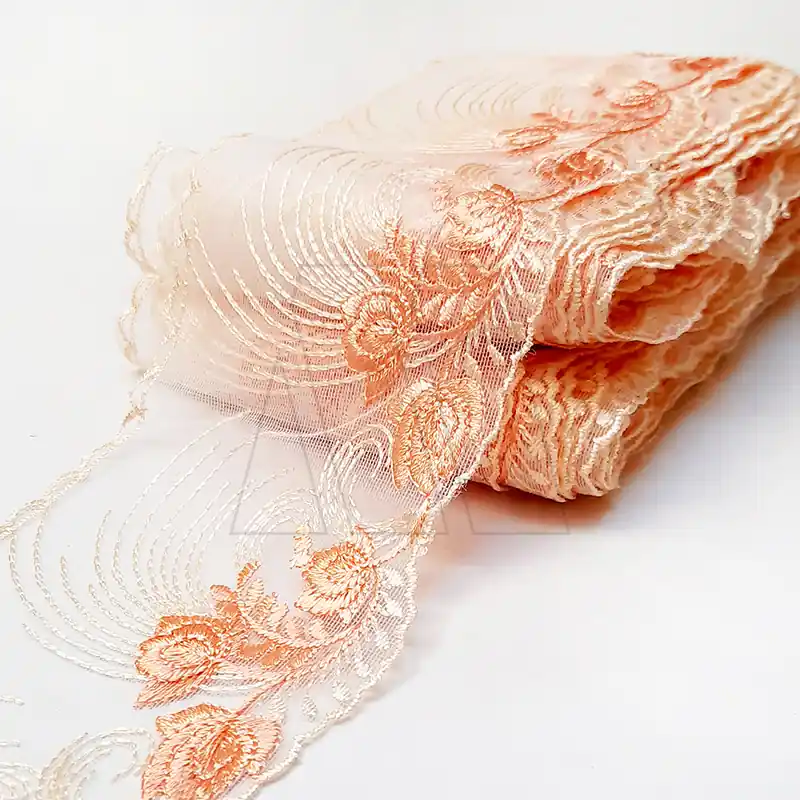 TUL BORDADO CORALINA 10 CM X 13,7 MTS