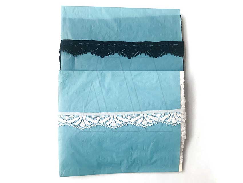 PUNTILLA LYCRA BLANCA - NEGRA 2CM X 10MT
