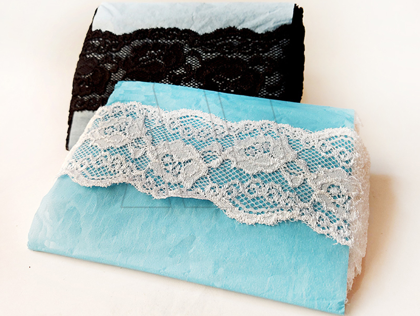 PUNTILLA LYCRA BLANCA - NEGRA 6,5CM X 10MT