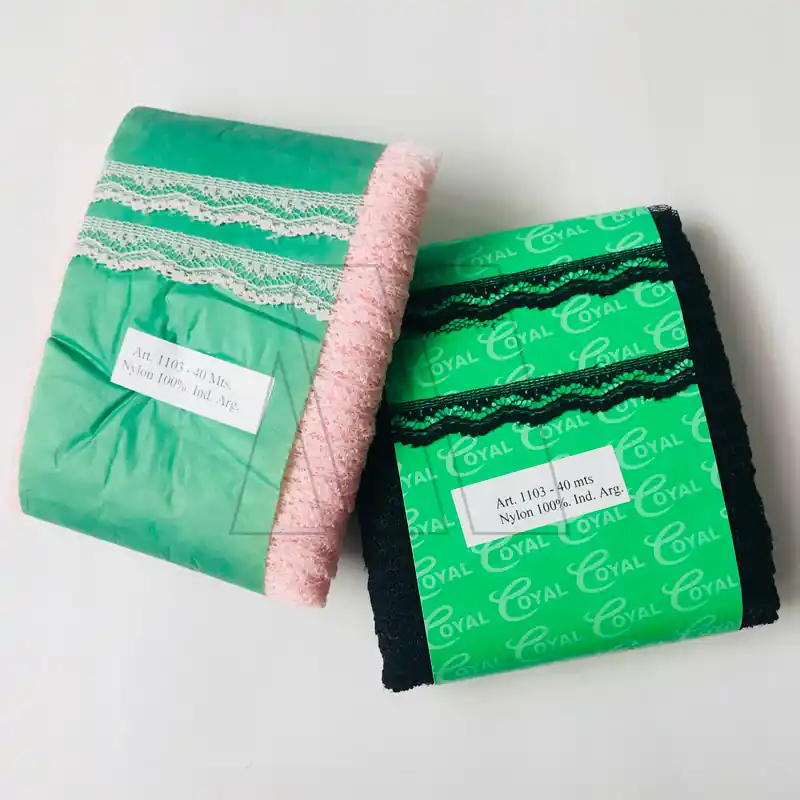 PUNTILLA NYLON NEGRA-ROSA 1CM X 40MTS